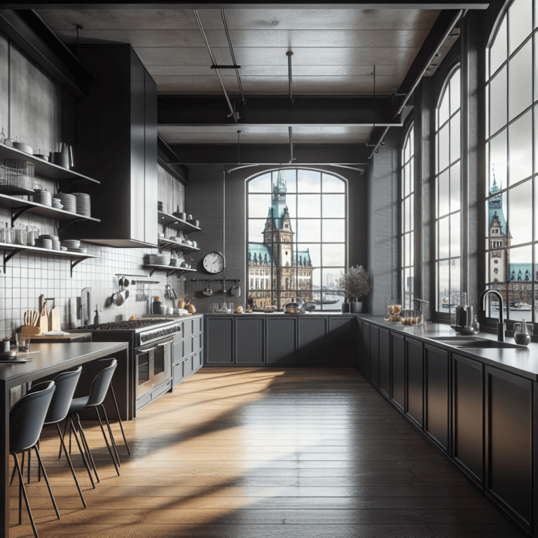anthrazitfarbene Industrial Style Küche-Hamburg-1