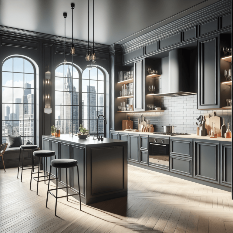 anthrazitfarbene Küche im Art-Deco-Stil-Hamburg-1