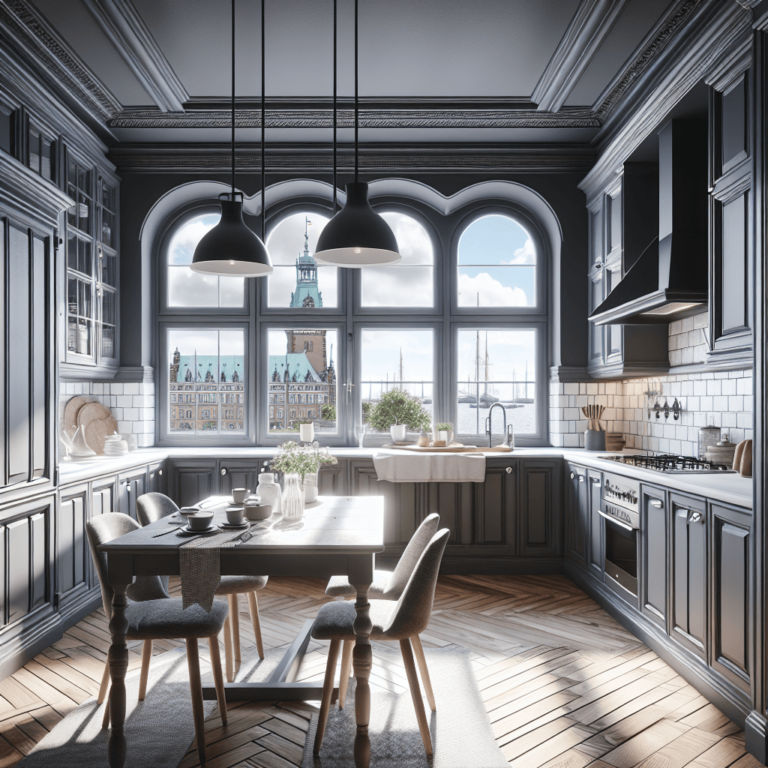 anthrazitfarbene Küche im Shabby Chic Stil-Hamburg-1