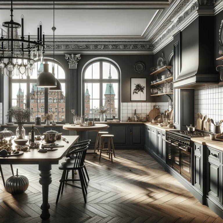 anthrazitfarbene Küche im Vintage Chic Stil-Hamburg-1