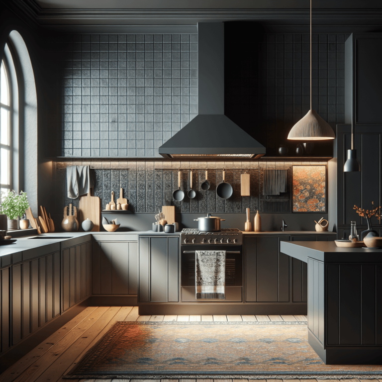 anthrazitfarbene Küche im asiatischen Stil-Hamburg-1