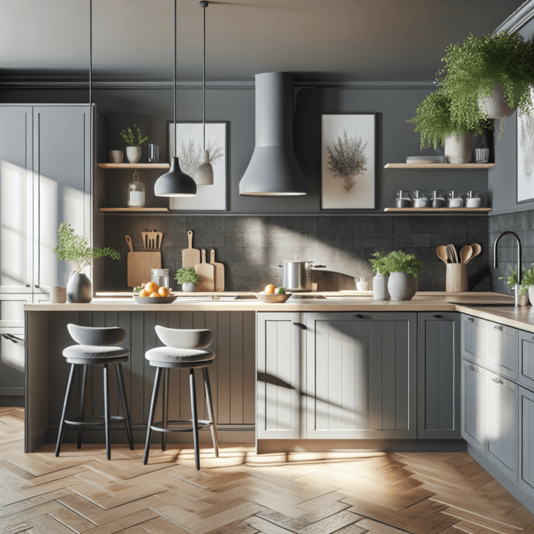 anthrazitfarbene Küche im skandinavischen Stil-Hamburg-1