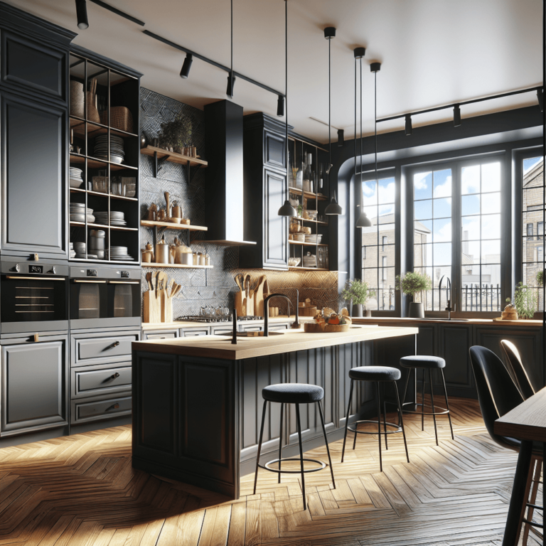 anthrazitfarbene Küche in U-Form-Hamburg-1