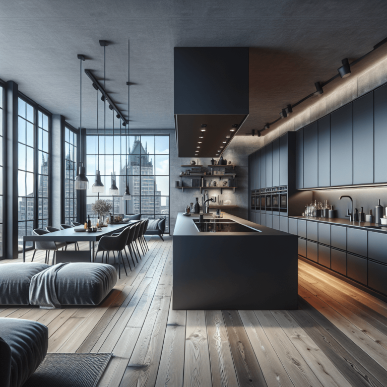 anthrazitfarbene Schwebende Küche-Hamburg-1