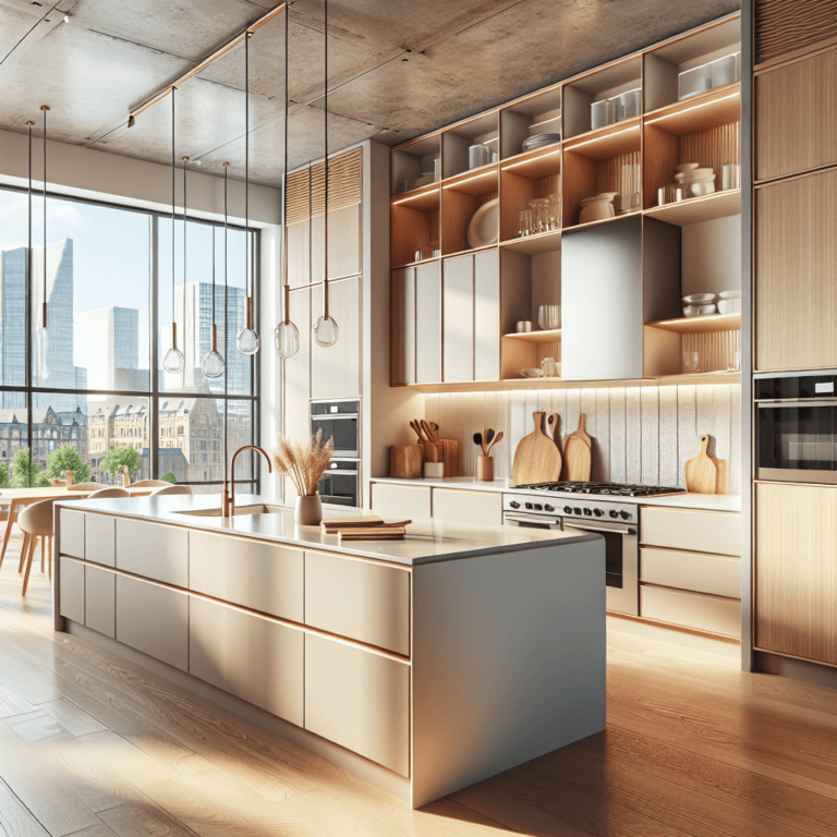 beige mehrzeilige Küche-Hamburg-1