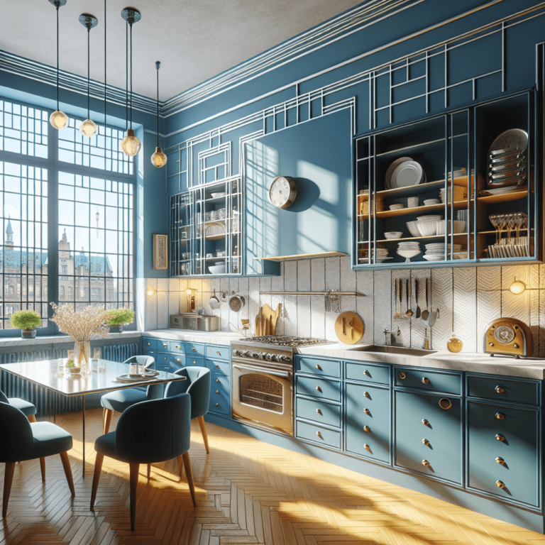 blaue Küche im Art-Deco-Stil-Hamburg-1