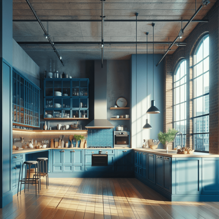 blaue Küche im Loftstil-Hamburg-1
