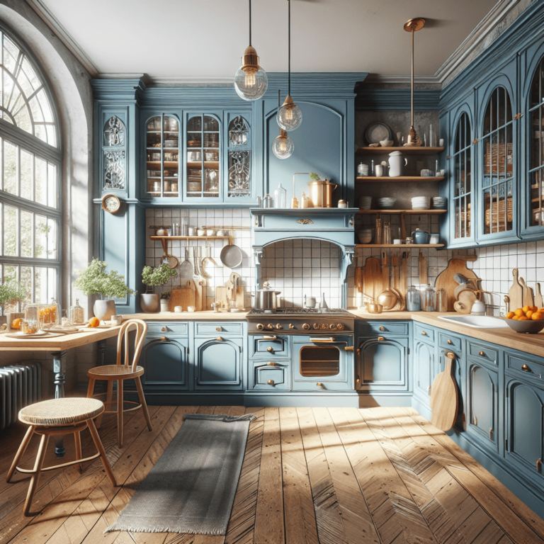 blaue Küche im Vintage Chic Stil-Hamburg-1