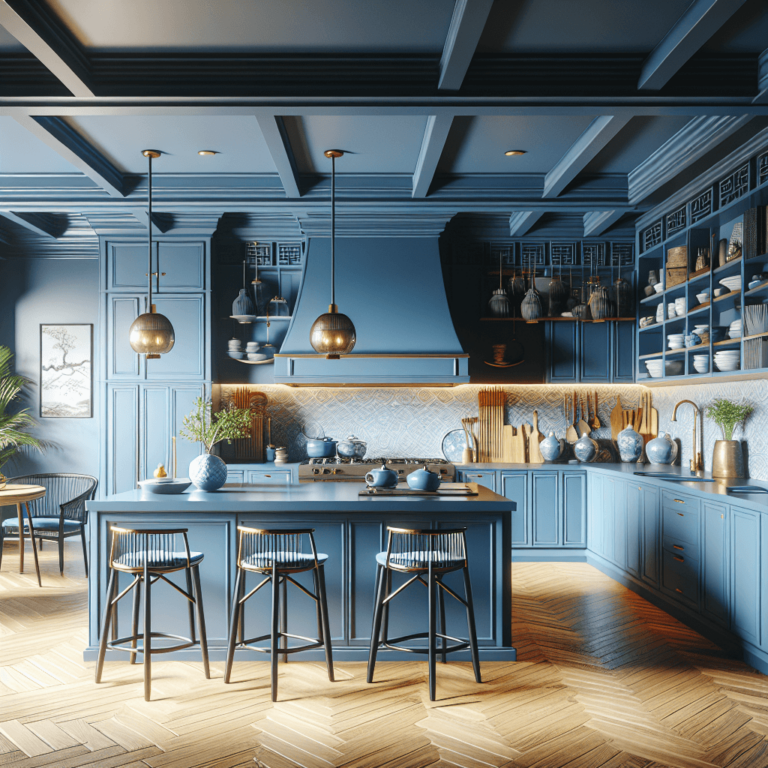 blaue Küche im asiatischen Stil-Hamburg-1