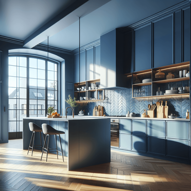 blaue Küche in U-Form-Hamburg-1