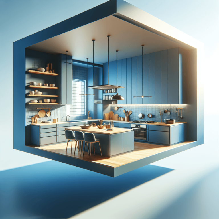 blaue Schwebende Küche-Hamburg-1