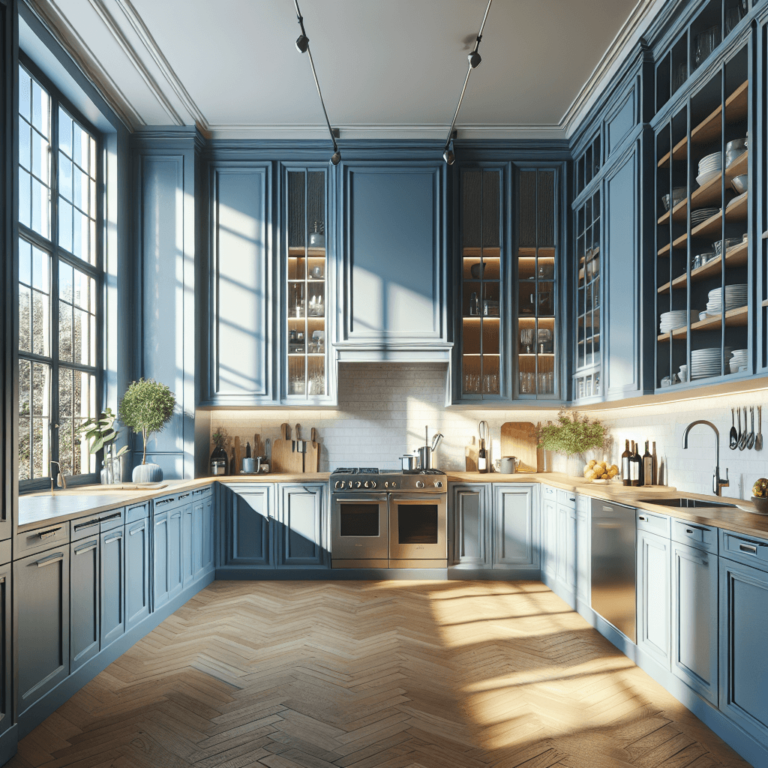 blaue einzeilige Küche-Hamburg-1