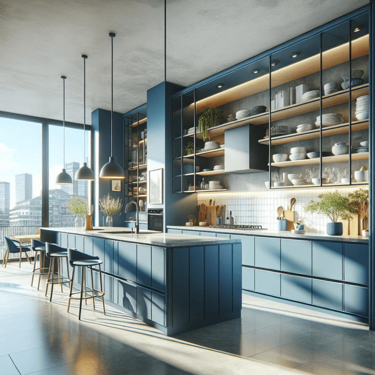 blaue mehrzeilige Küche-Hamburg-1