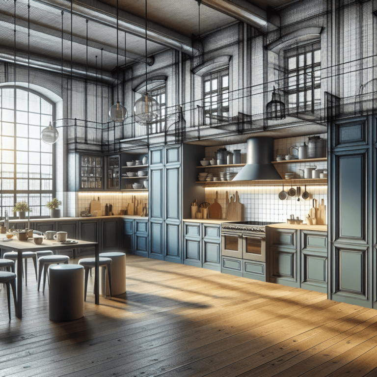 blaugraue Industrial Style Küche-Hamburg-1