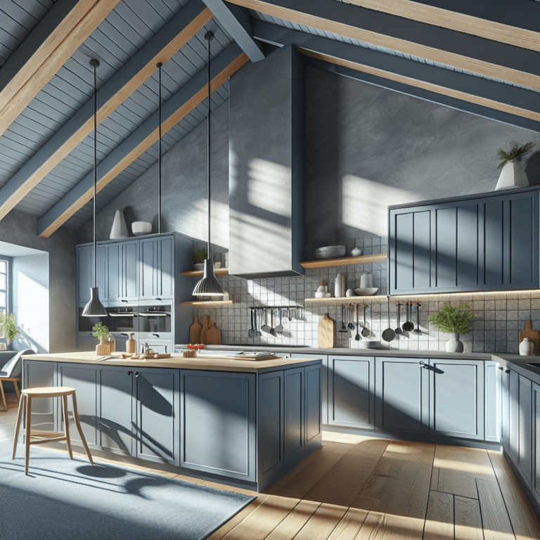 blaugraue Küche für Dachschräge-Hamburg-1
