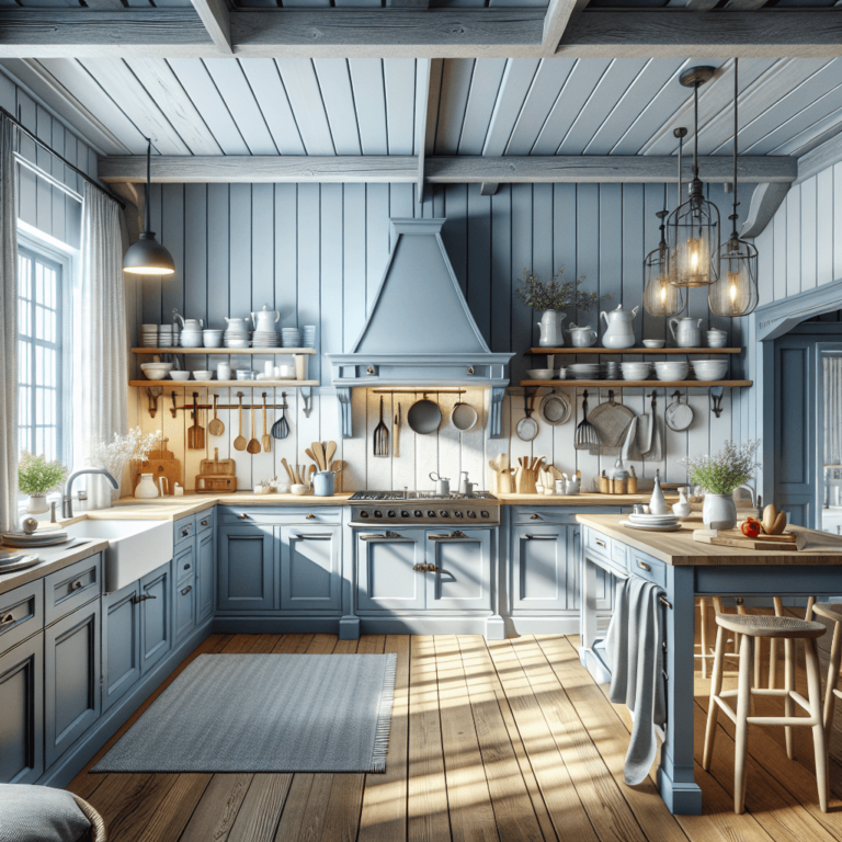 blaugraue Küche im Bauernhausstil-Hamburg-1