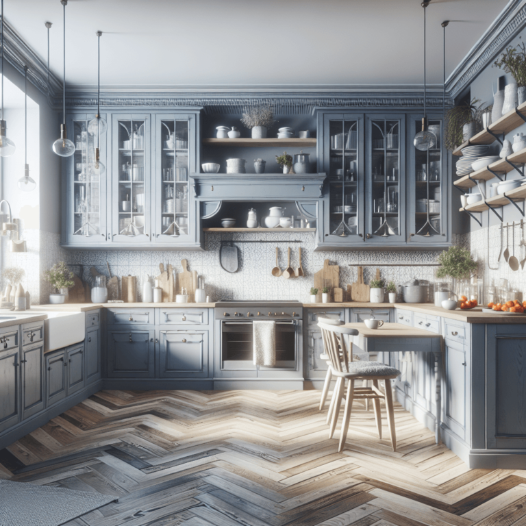 blaugraue Küche im Shabby Chic Stil-Hamburg-1