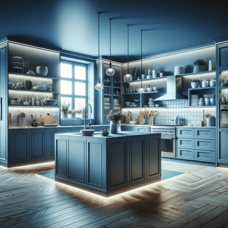 blaugraue Küche in L-Form-Hamburg-1