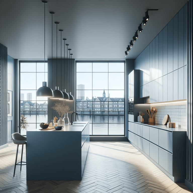 blaugraue Minimalismus Küche-Hamburg-1