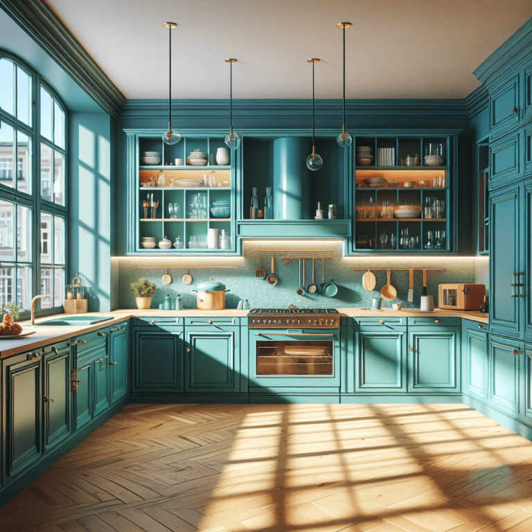 blaugraue Retro Küche-Hamburg-1