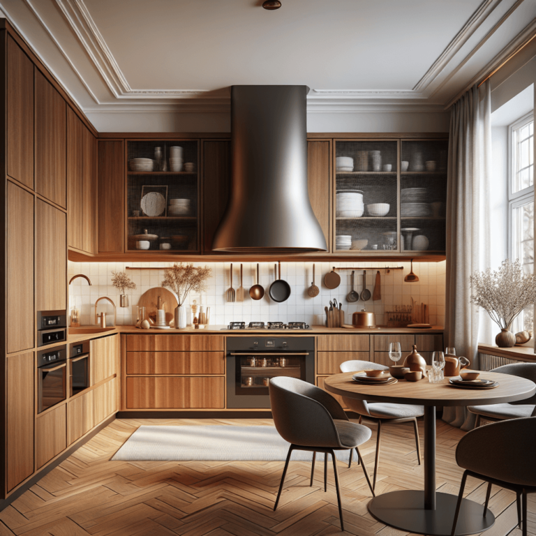 braune Küche im skandinavischen Stil-Hamburg-1