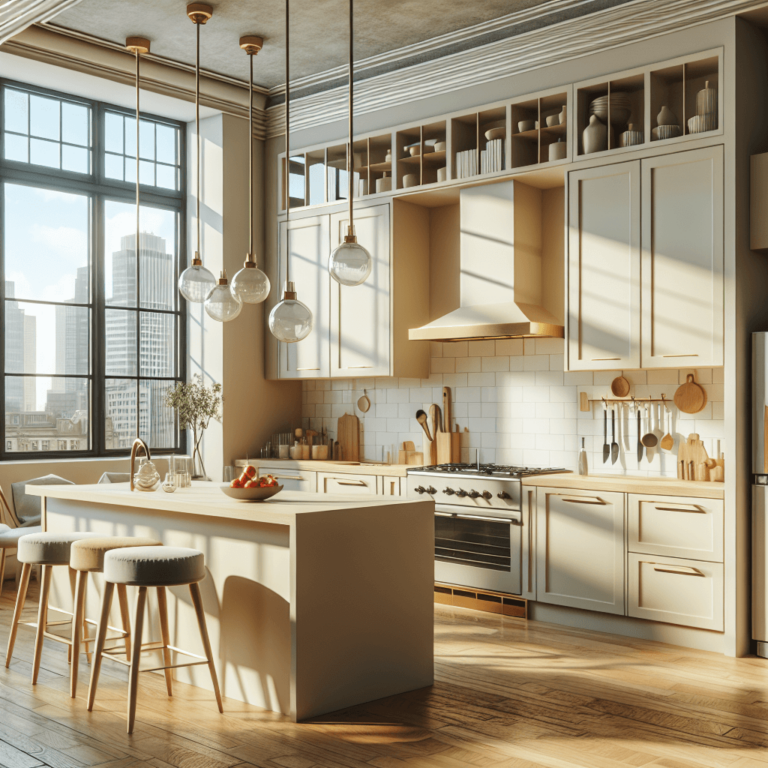 cremefarbene Küche im Loftstil-Hamburg-1