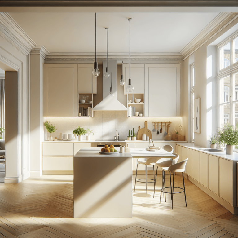 cremefarbene Minimalismus Küche-Hamburg-1