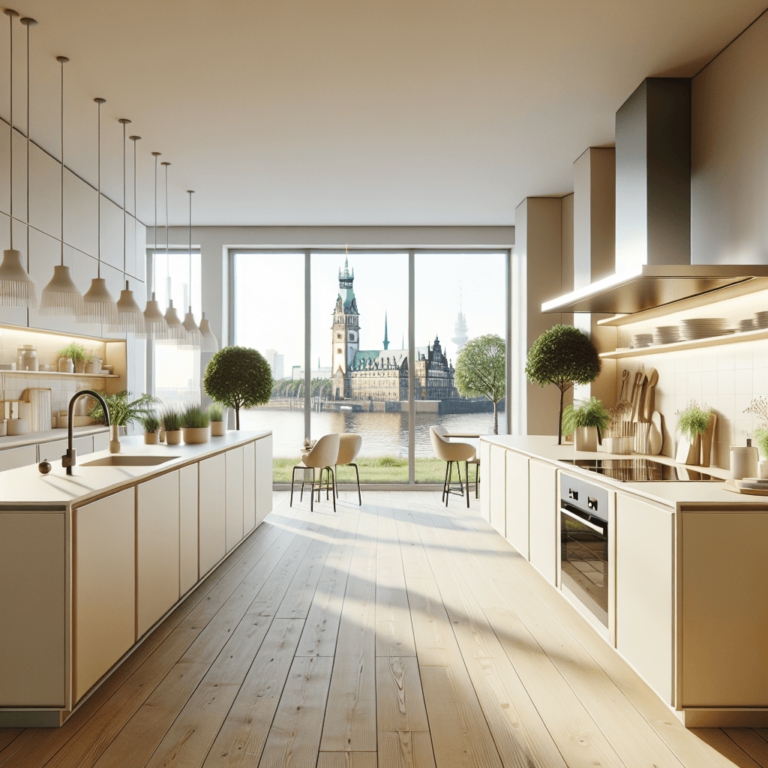 cremefarbene einzeilige Küche-Hamburg-1