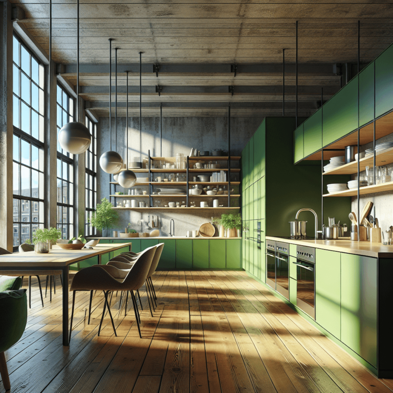 grüne Küche im Loftstil-Hamburg-1