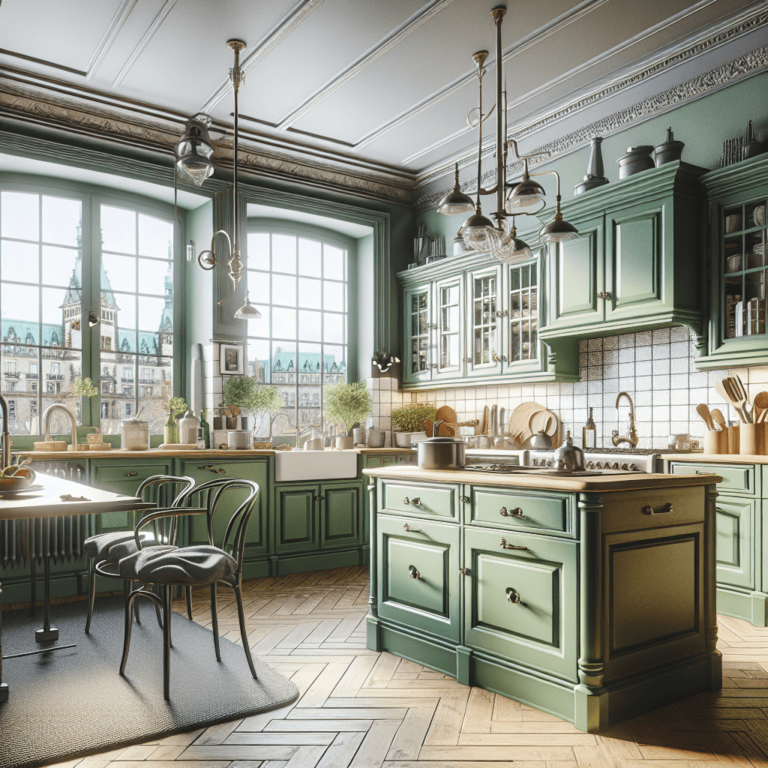 grüne Küche im Vintage Chic Stil-Hamburg-1