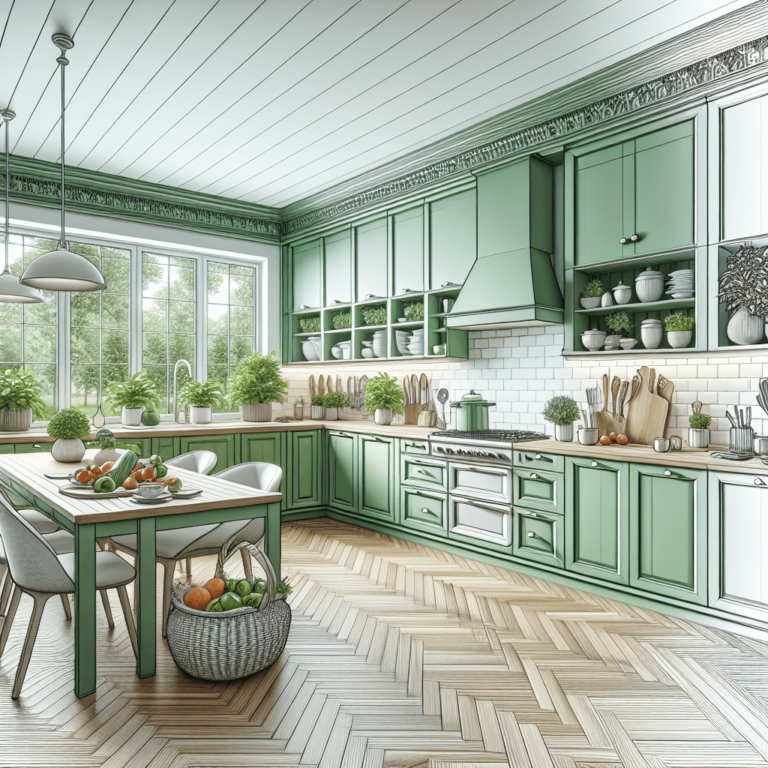 grüne mehrzeilige Küche-Hamburg-1