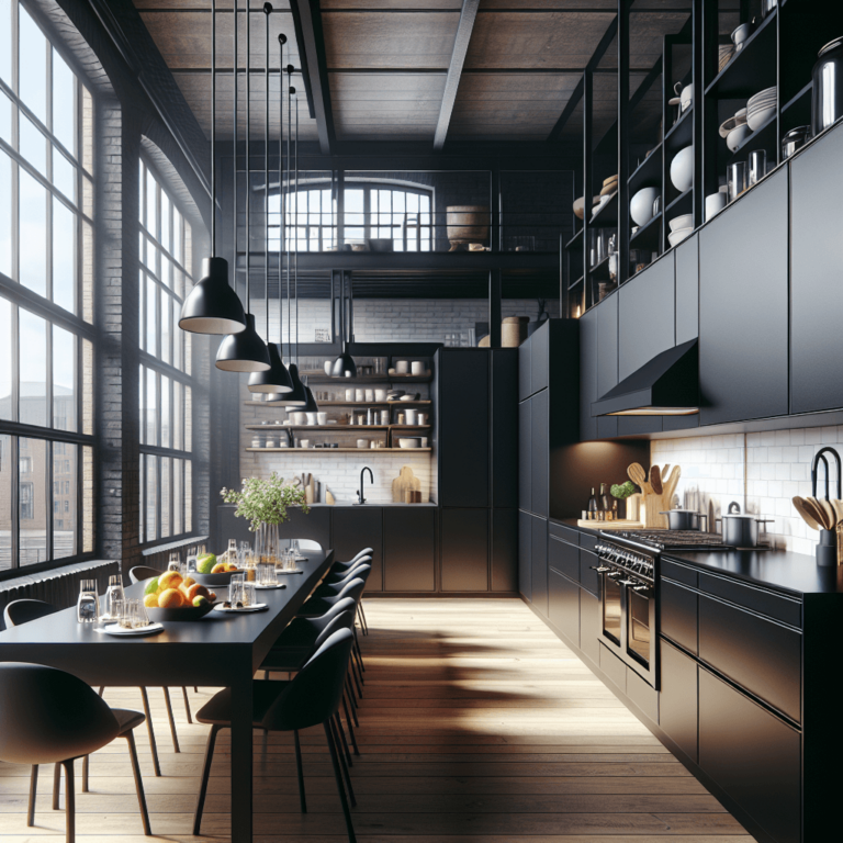 schwarze Küche im Loftstil-Hamburg-1