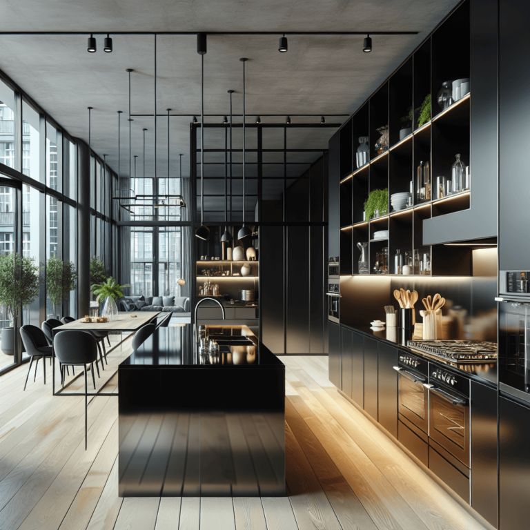 schwarze Küche in L-Form-Hamburg-1