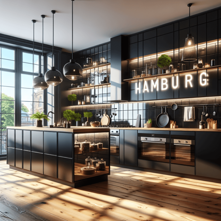 schwarze mehrzeilige Küche-Hamburg-1
